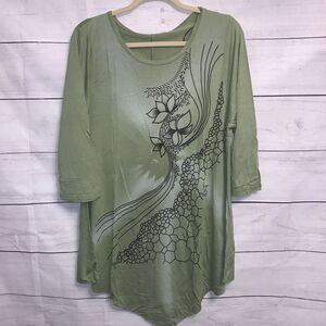 tunic top UK sz 20 US XL floral abstract casual Comfort Geometric Print Summer